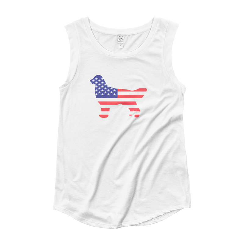 Dog Bless America Ladies’ Cap Sleeve T-Shirt